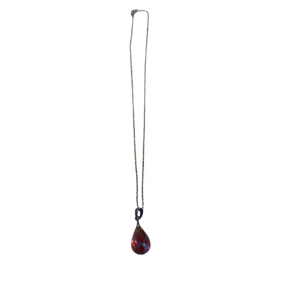 Avon goldtone necklace red pendant 21” length